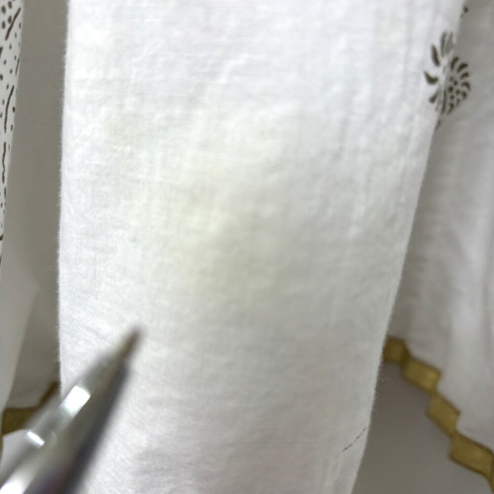 For the Republic White Gold Paisley 100% Cotton Gathered Midi Skirt sz XL - Picture 11 of 12